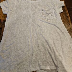 Bobeau White Kids Tee with Lace Pocket